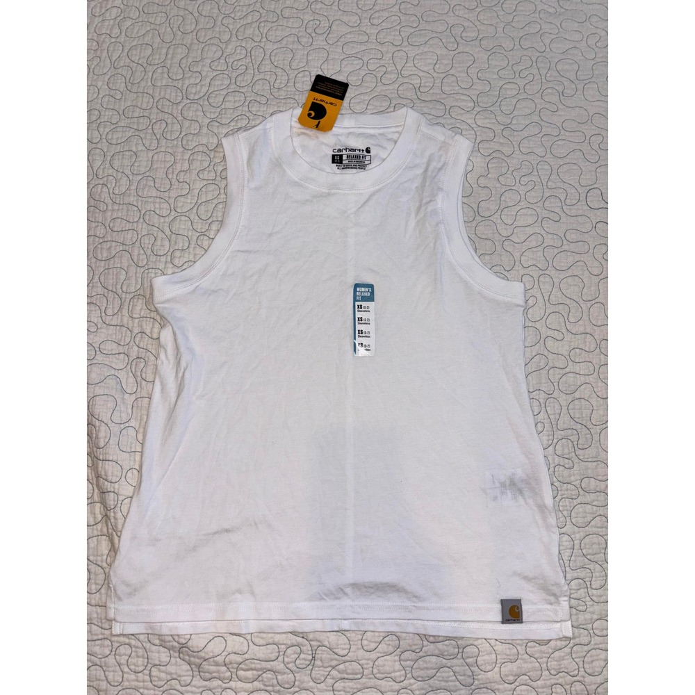 Carhartt Womens Relaxed Fit Tencel‎ Tank Top White Sleeveless Size XS
